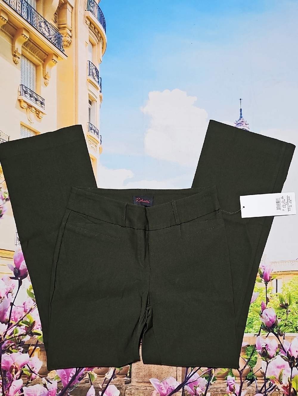Rekucci Green Boot Cut Pants Size 4P New